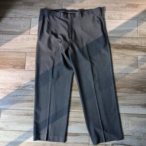 Haggar Men’s Dress Pants Gray 40x32 Classic Fit Flat Front Polyester